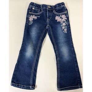 Girl's Wallflower Embroidered‎ Flared Bedazzled Stretch Blue Denim Jeans 4 Cute!